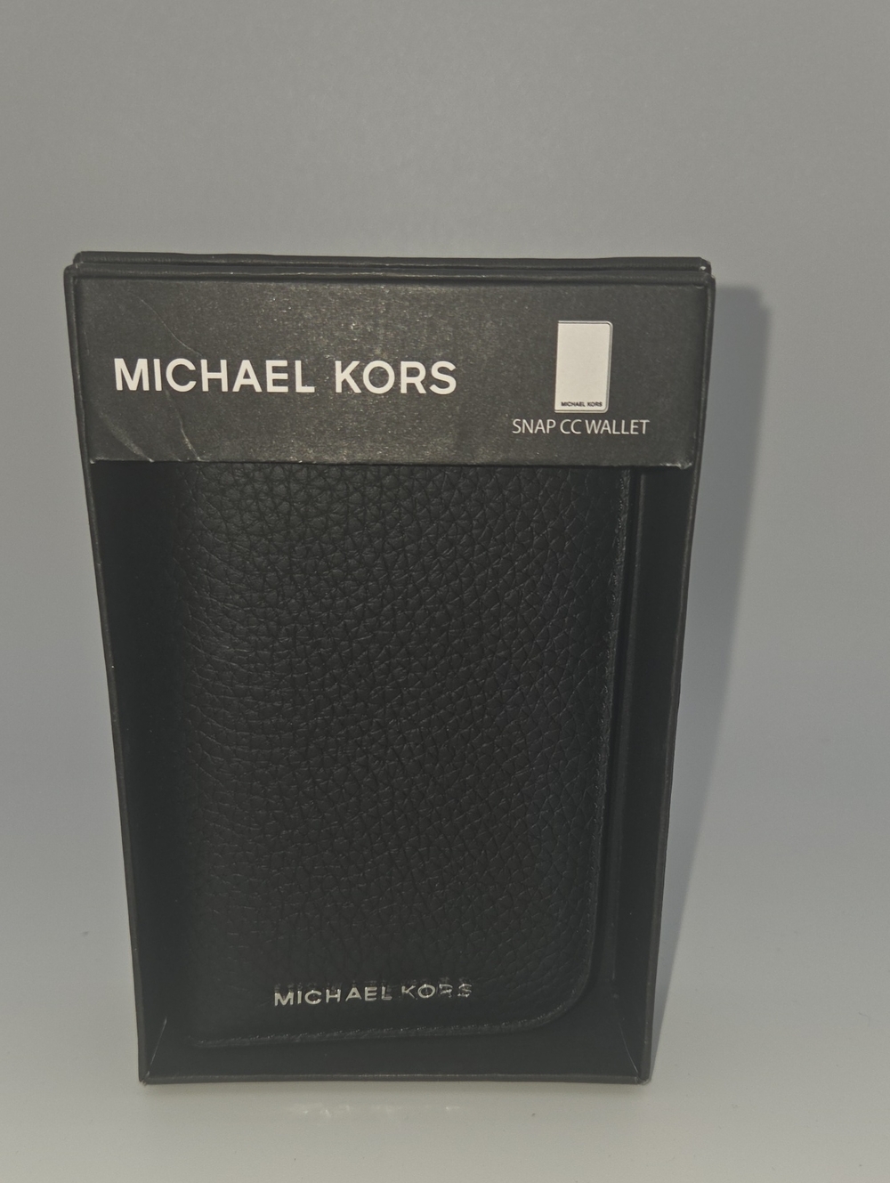 Michael Kors Black Pebbled Leather Snap Card Wallet